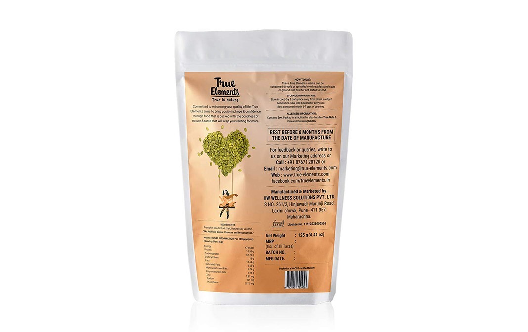 True Elements Roasted Pumpkin Salted Crunch    Pack  125 grams
